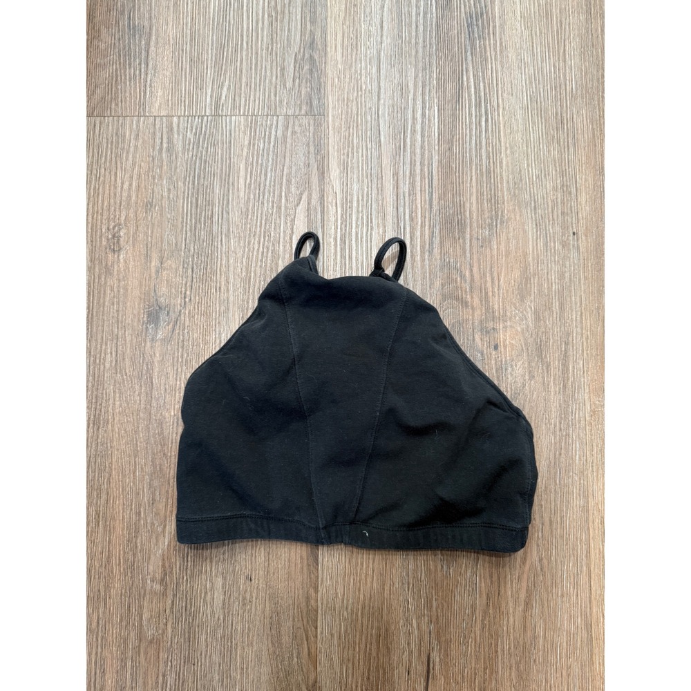 FP Movement Women Black High Neck Lace Up Back Sports Bra Size S OB562235